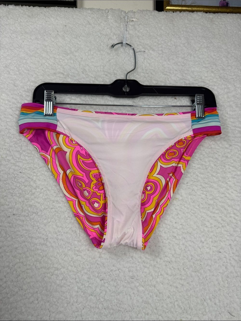(A4) Trina Turk bikini bottom only
Swimsuit size 10 pink swirl
Turquoise orange - Picture 3 of 8
